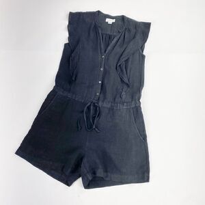 Anthropologie Velvet by Graham and Spencer black linen romper XS